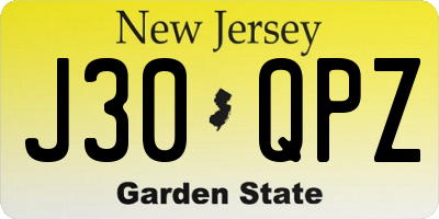 NJ license plate J30QPZ