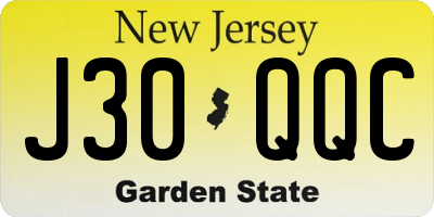 NJ license plate J30QQC