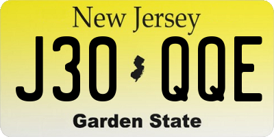 NJ license plate J30QQE