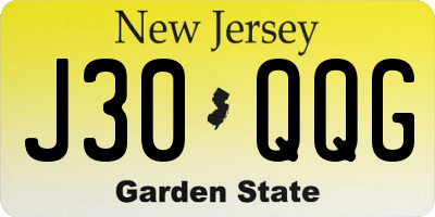 NJ license plate J30QQG