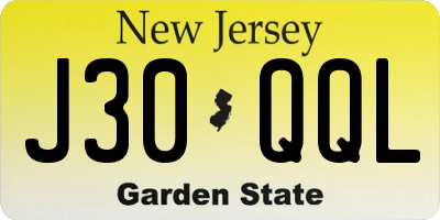 NJ license plate J30QQL