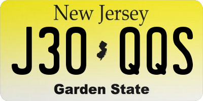 NJ license plate J30QQS