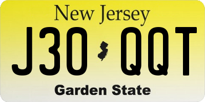 NJ license plate J30QQT