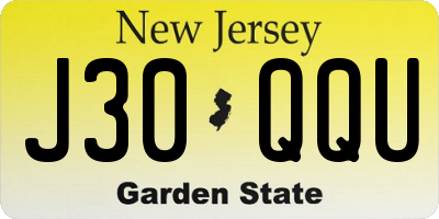 NJ license plate J30QQU