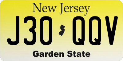 NJ license plate J30QQV