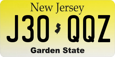 NJ license plate J30QQZ