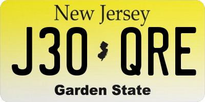 NJ license plate J30QRE