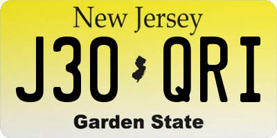 NJ license plate J30QRI