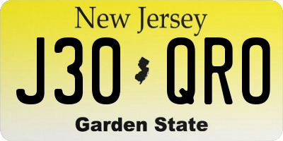 NJ license plate J30QRO