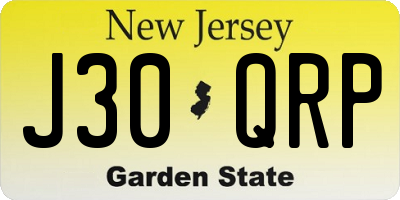 NJ license plate J30QRP