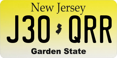 NJ license plate J30QRR