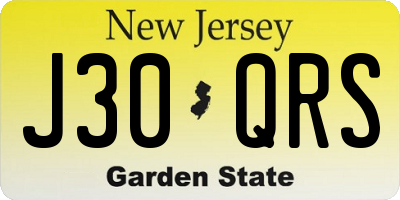 NJ license plate J30QRS