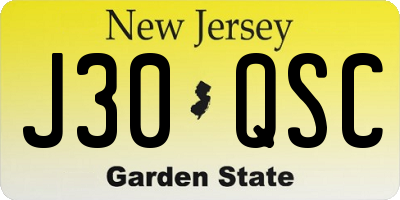 NJ license plate J30QSC