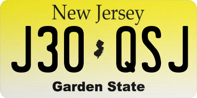 NJ license plate J30QSJ