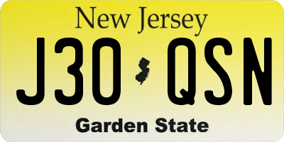 NJ license plate J30QSN