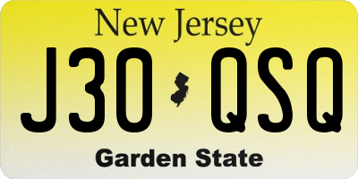 NJ license plate J30QSQ