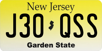 NJ license plate J30QSS