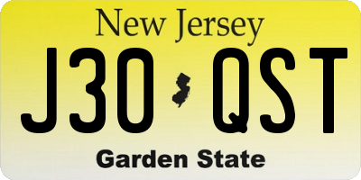 NJ license plate J30QST