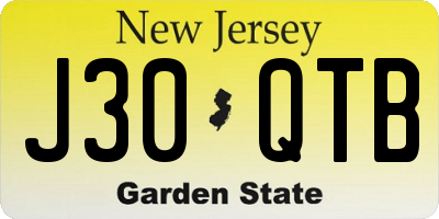NJ license plate J30QTB