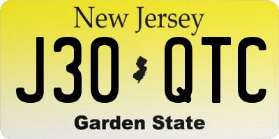 NJ license plate J30QTC