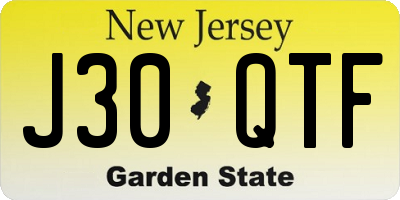 NJ license plate J30QTF