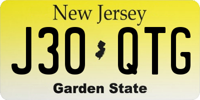 NJ license plate J30QTG