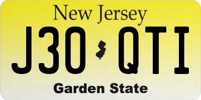 NJ license plate J30QTI