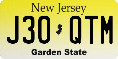NJ license plate J30QTM
