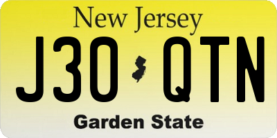 NJ license plate J30QTN