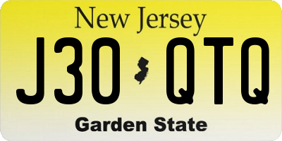 NJ license plate J30QTQ