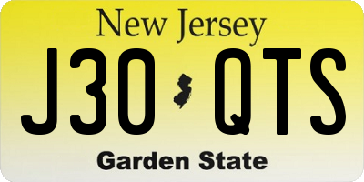 NJ license plate J30QTS