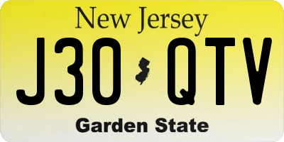 NJ license plate J30QTV