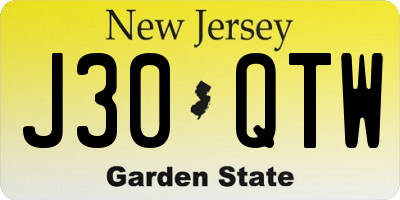 NJ license plate J30QTW