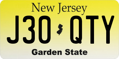 NJ license plate J30QTY