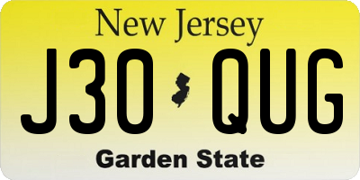 NJ license plate J30QUG