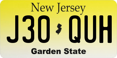 NJ license plate J30QUH