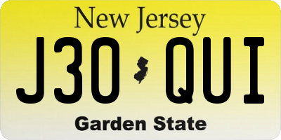 NJ license plate J30QUI