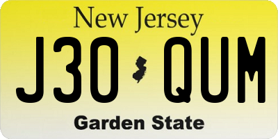 NJ license plate J30QUM