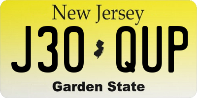 NJ license plate J30QUP
