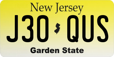 NJ license plate J30QUS