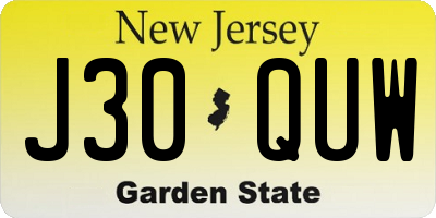 NJ license plate J30QUW