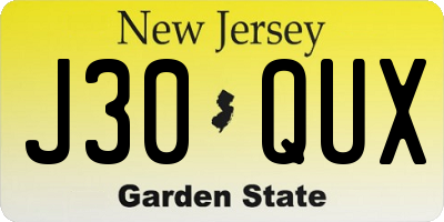 NJ license plate J30QUX