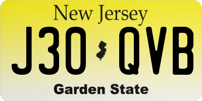 NJ license plate J30QVB