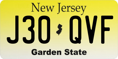 NJ license plate J30QVF