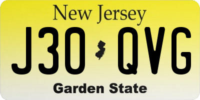 NJ license plate J30QVG