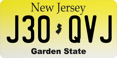 NJ license plate J30QVJ