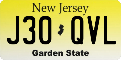NJ license plate J30QVL