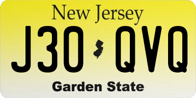 NJ license plate J30QVQ