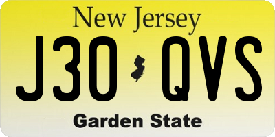 NJ license plate J30QVS