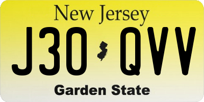 NJ license plate J30QVV